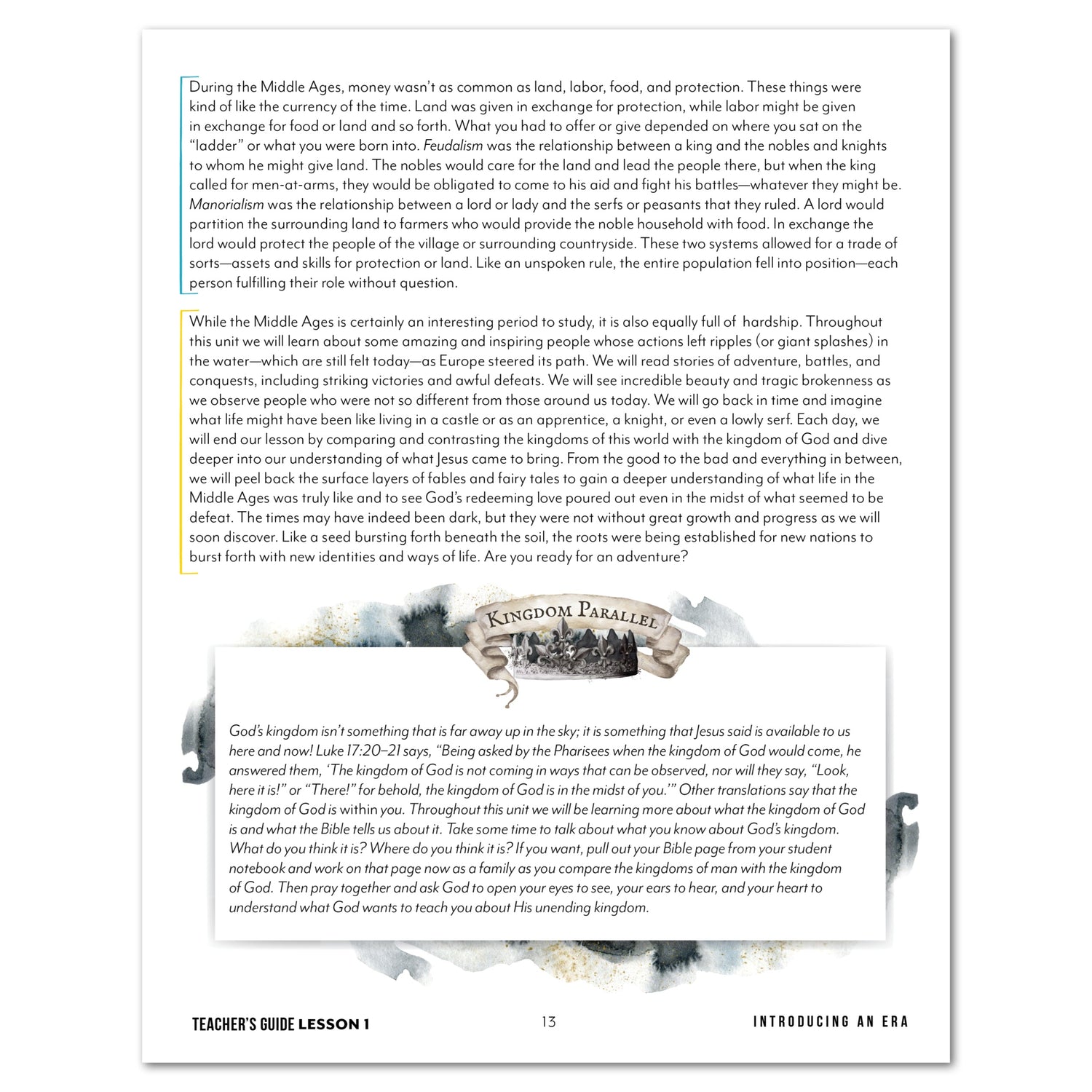 Middle Ages homeschool unit study digital teacher's guide lesson one part two