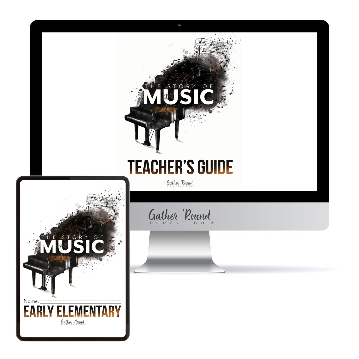 Music homeschool unit study digital student workbook for Early Elementary with Teacher's Guide bundle
