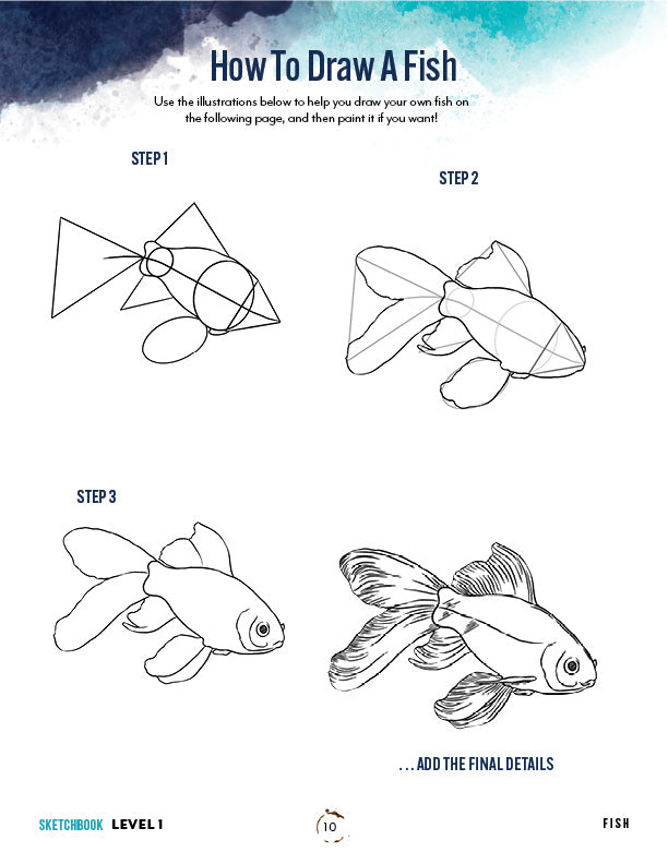 Pets homeschool unit study digital level one sketchbook draw a fish