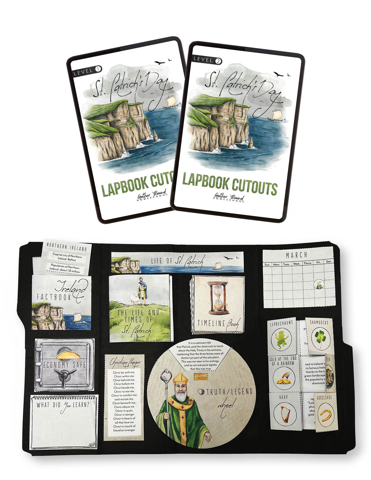 St. Patrick's Day homeschool unit study, digital lapbook with Teacher's Guide