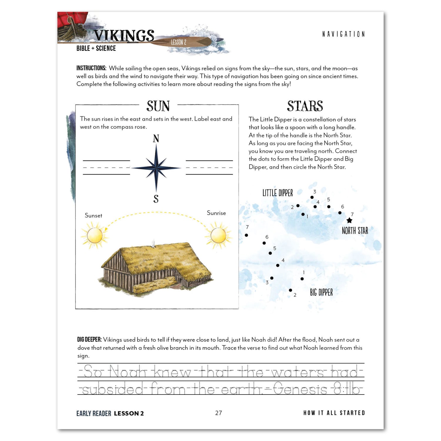 Vikings Homeschool Unit Study Digital Early Reader Student Book Lesson 1 Navigation
