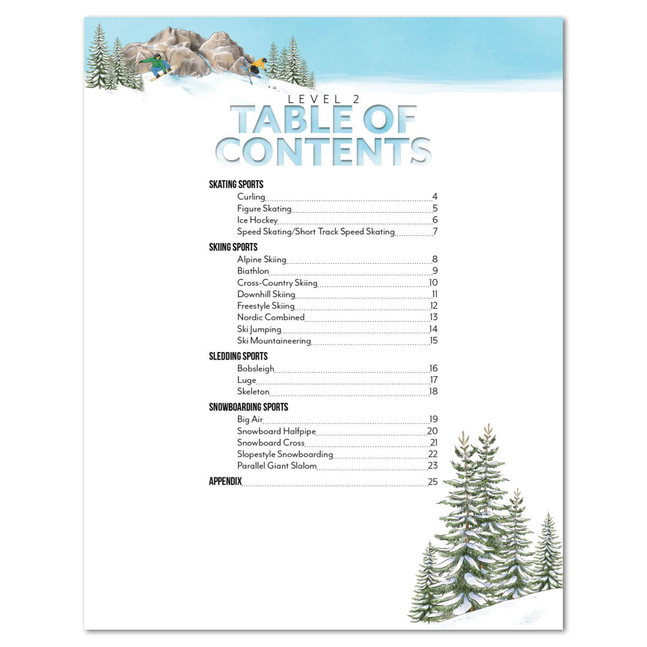 Winter Games Homeschool Unit Study Digital Download Level 2 Student Book Table of Contents