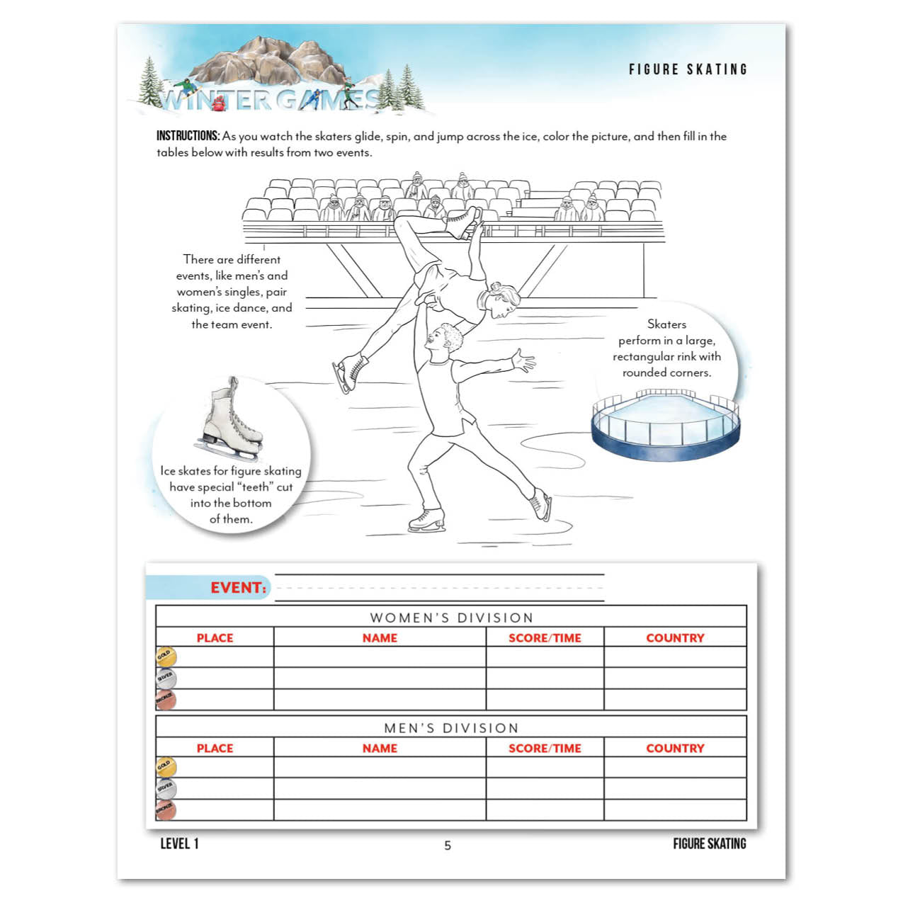 Winter Games Homeschool Unit Study Digital Download Level 1 Student Book Figure Skating