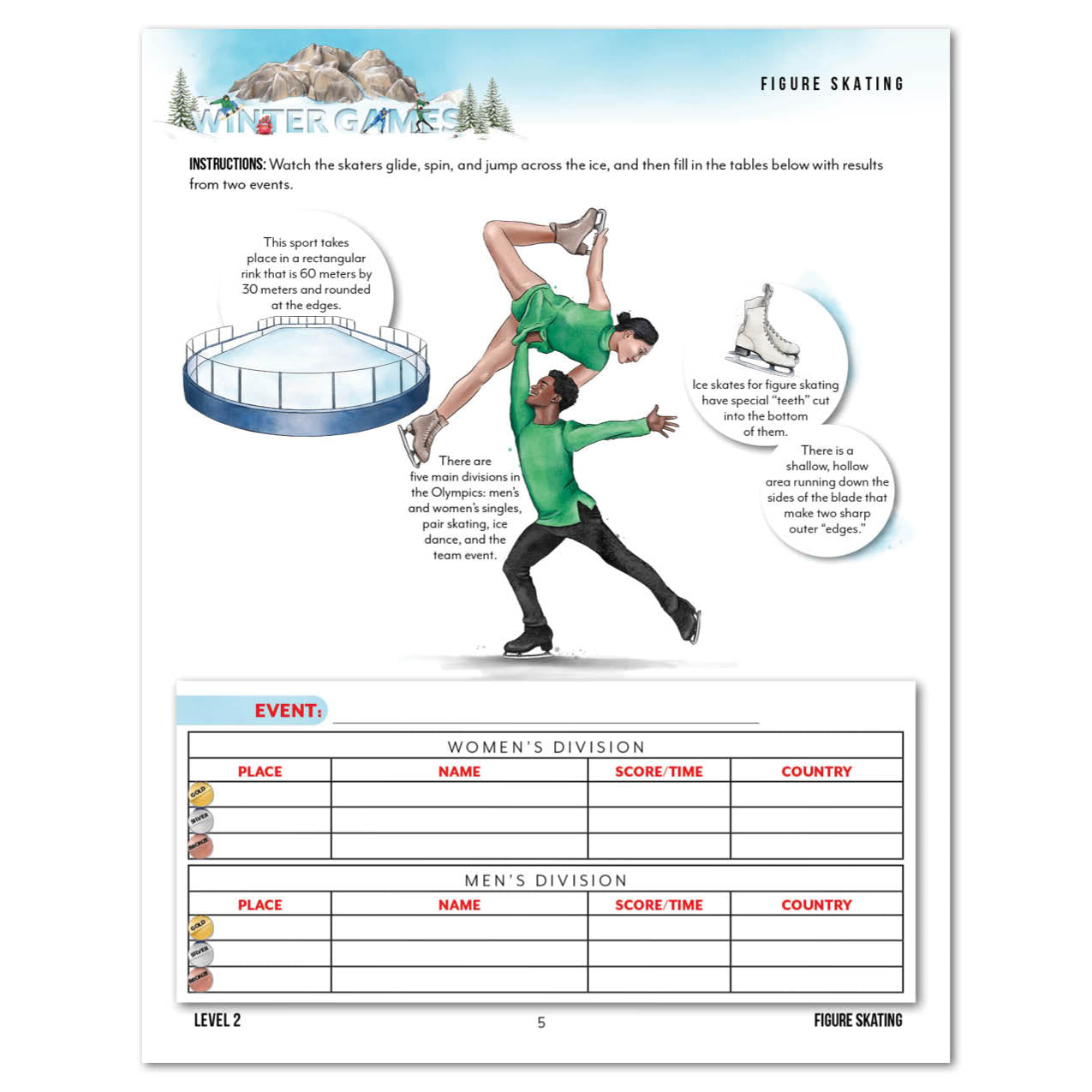Winter Games Homeschool Unit Study Digital Download Level 2 Student Book Figure Skating