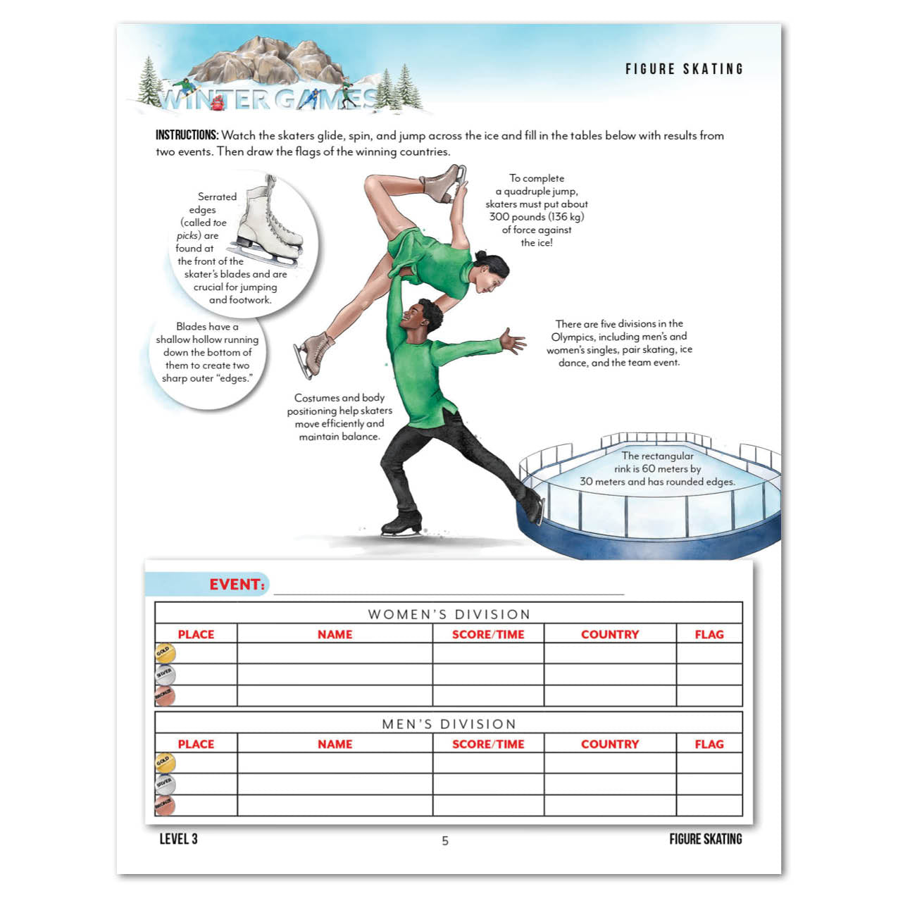 Winter Games Homeschool Unit Study Digital Download Level 3 Student Book Figure Skating