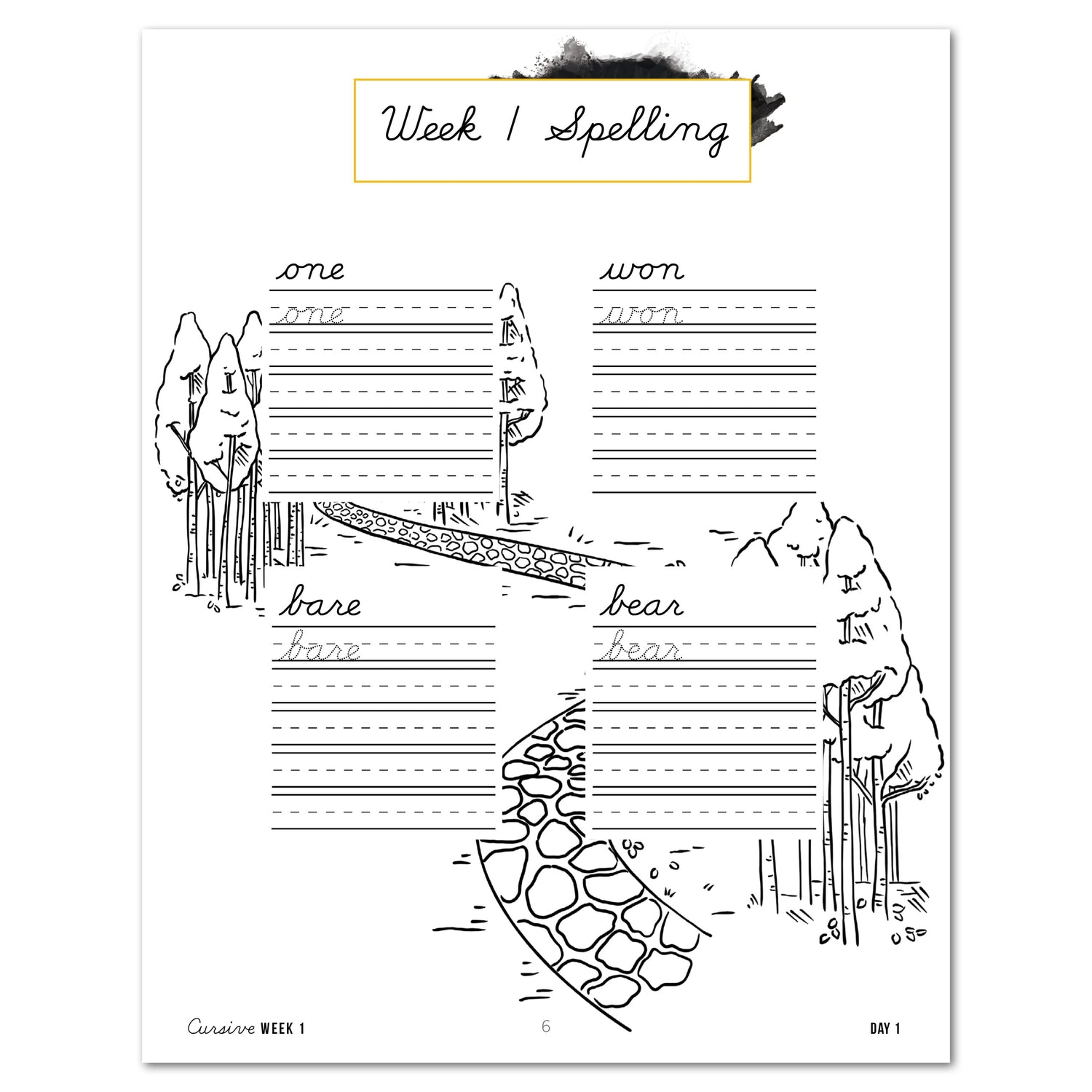 Careers + Trades Homeschool Unit Study Digital Cursive Book Week 1 Spelling