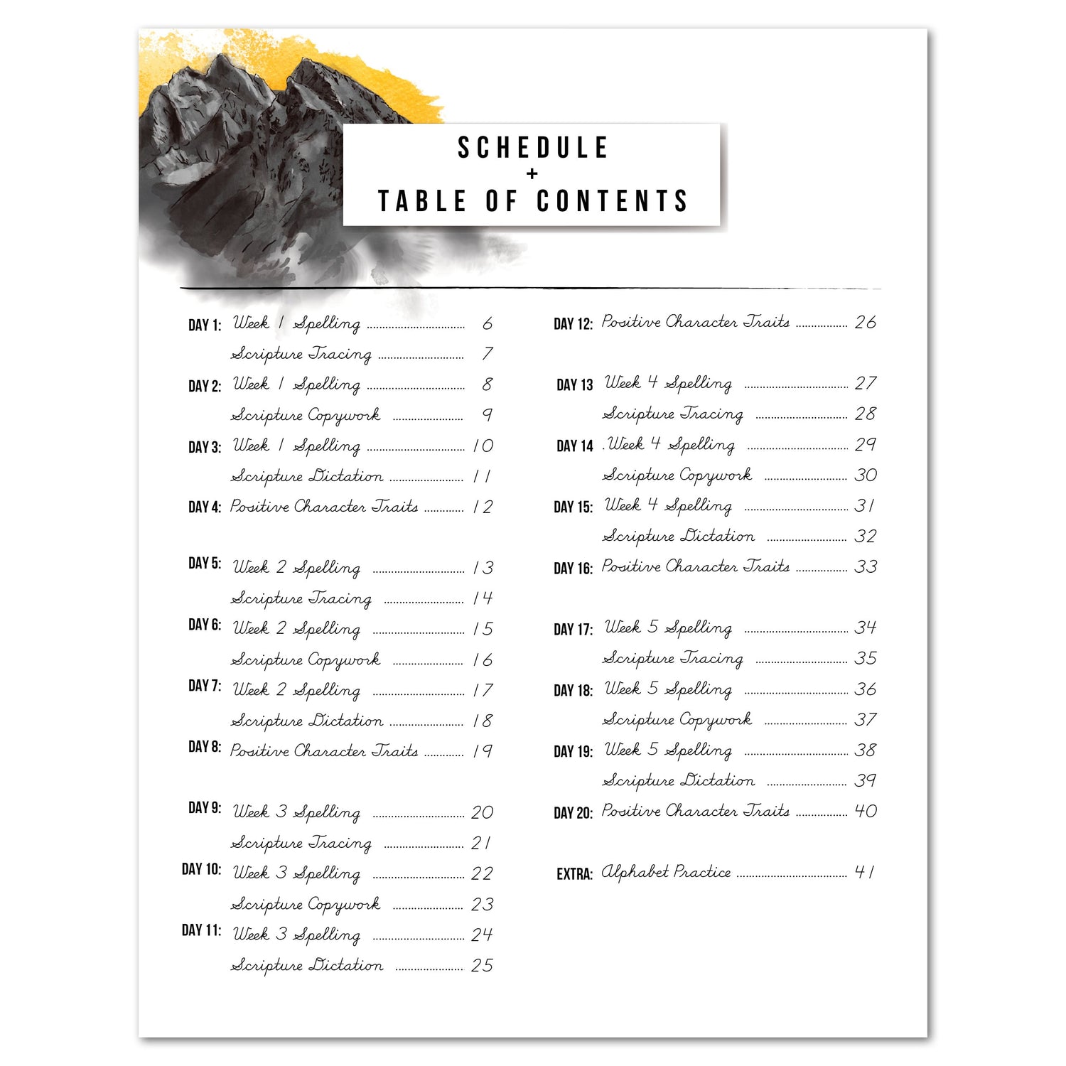 Careers + Trades Homeschool Unit Study Digital Cursive Book Schedule and Table of Contents