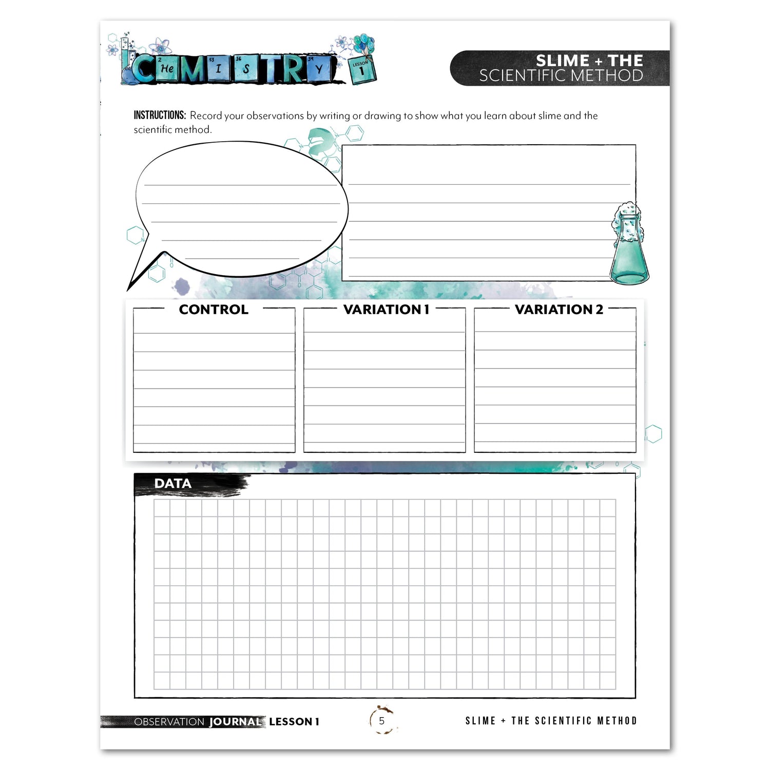 Chemistry Homeschool Unit Study Digital Observation Journal Level 1 Lesson 1 Part 1 Slime and the Scientific Method