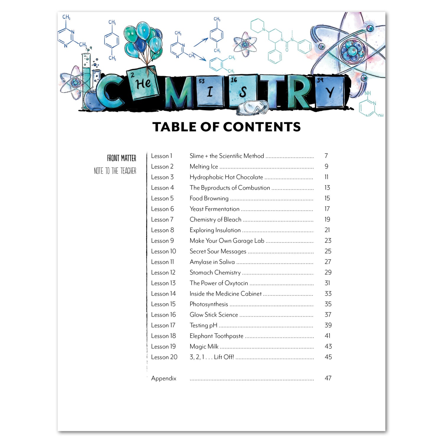 Chemistry Homeschool Unit Study Digital Observation Journal Level 1 Table of Contents