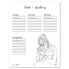 Creepy Crawlies Homeschool Unit Study Digital Cursive Student Book Week 1 Spelling
