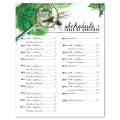 Creepy Crawlies Homeschool Unit Study Digital Cursive Student Book Schedule and Table of Contents