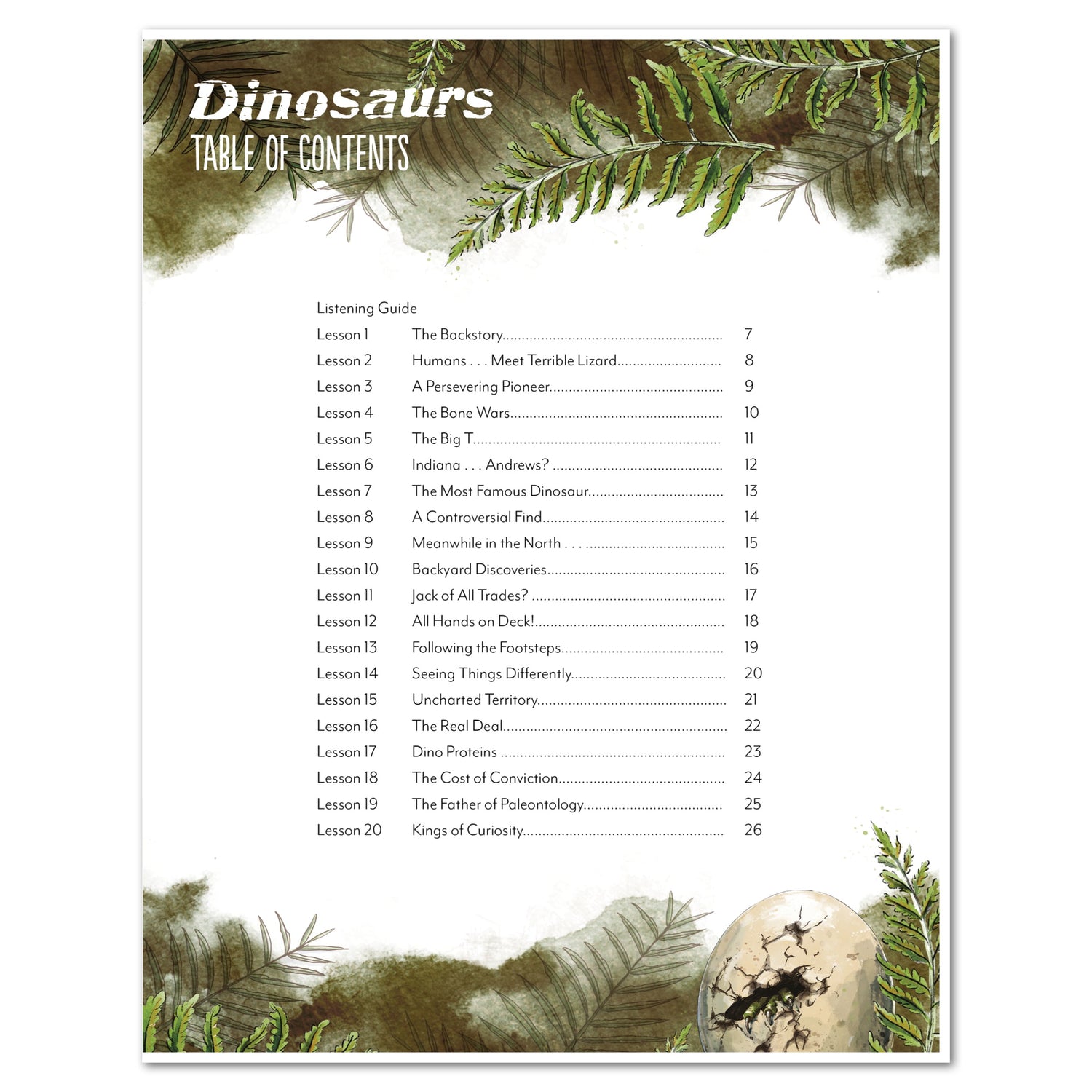 Dinosaurs Homeschool Unit Study Digital Companion Coloring Book and Dinosaurs MP3 Podcast/Radio Show Bundle Table of Contents