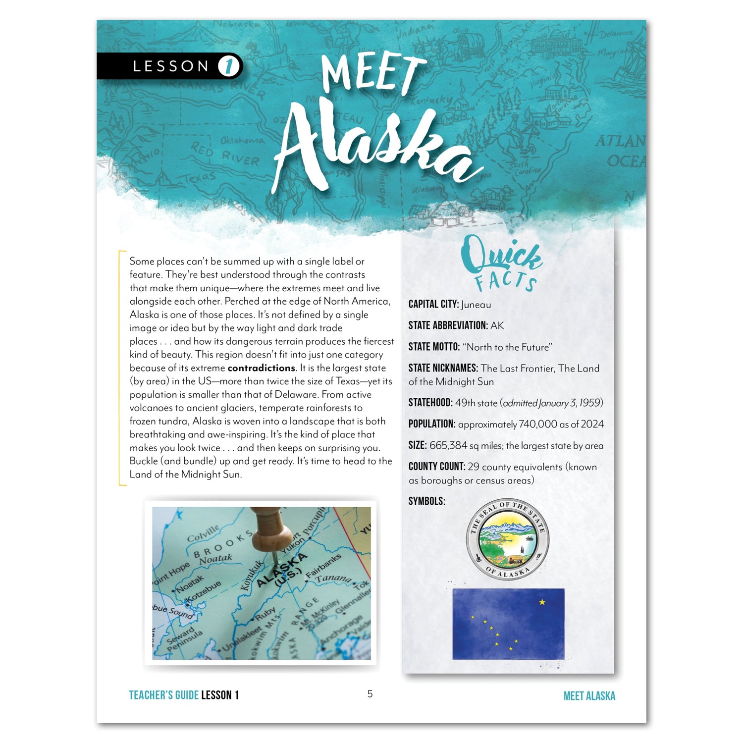 Alaska Fifty States Homeschool Unit Study Digital Teacher's Guide Lesson 1 Part 1