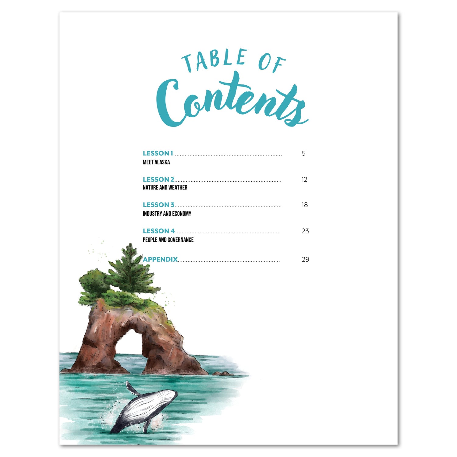 Alaska Fifty States Homeschool Unit Study Digital Teacher's Guide Table of Contents