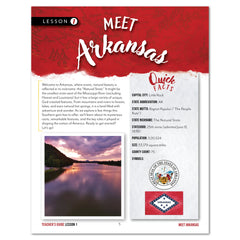 Arkansas Fifty States Homeschool Unit Study Digital Teacher's Guide Lesson 1 Part 1