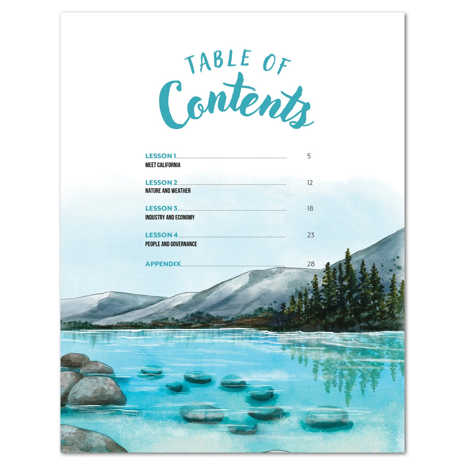 California Fifty States Homeschool Unit Study Digital Teacher's Guide Table of Contents