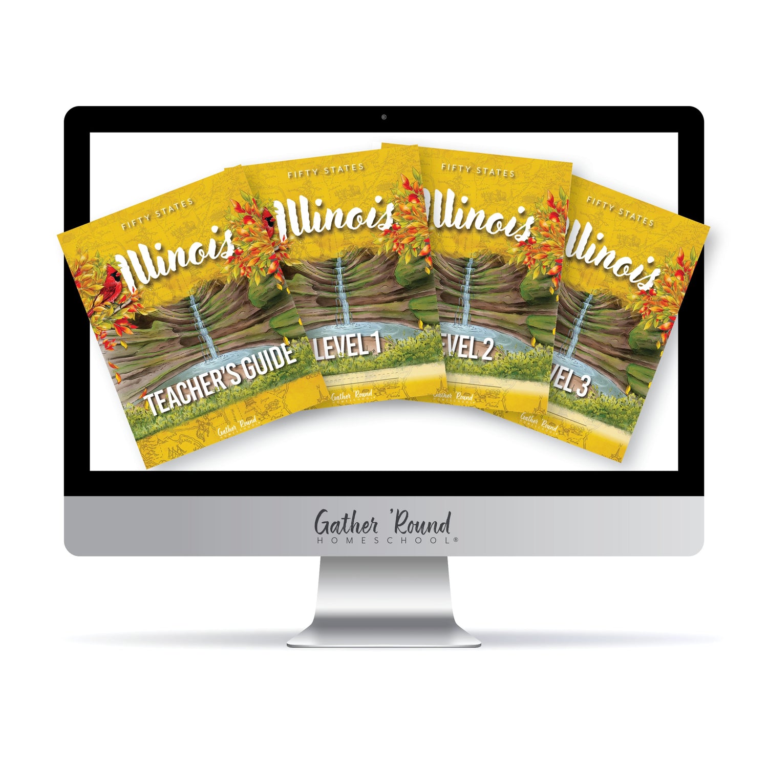 Illinois Fifty States Homeschool Unit Study Digital Complete Bundle Teacher's Guide, Level 1, Level 2, Level 3