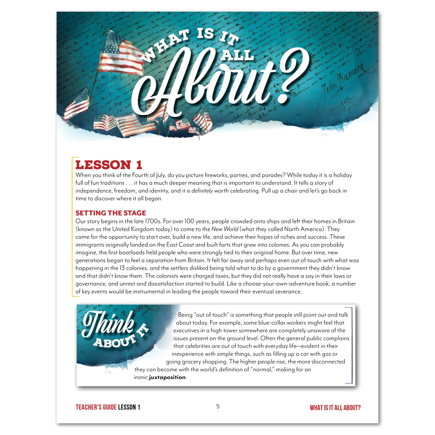 Fourth of July Homeschool Unit Study Digital and Printed Teacher's Guide Lesson 1 What is it all about Part 2