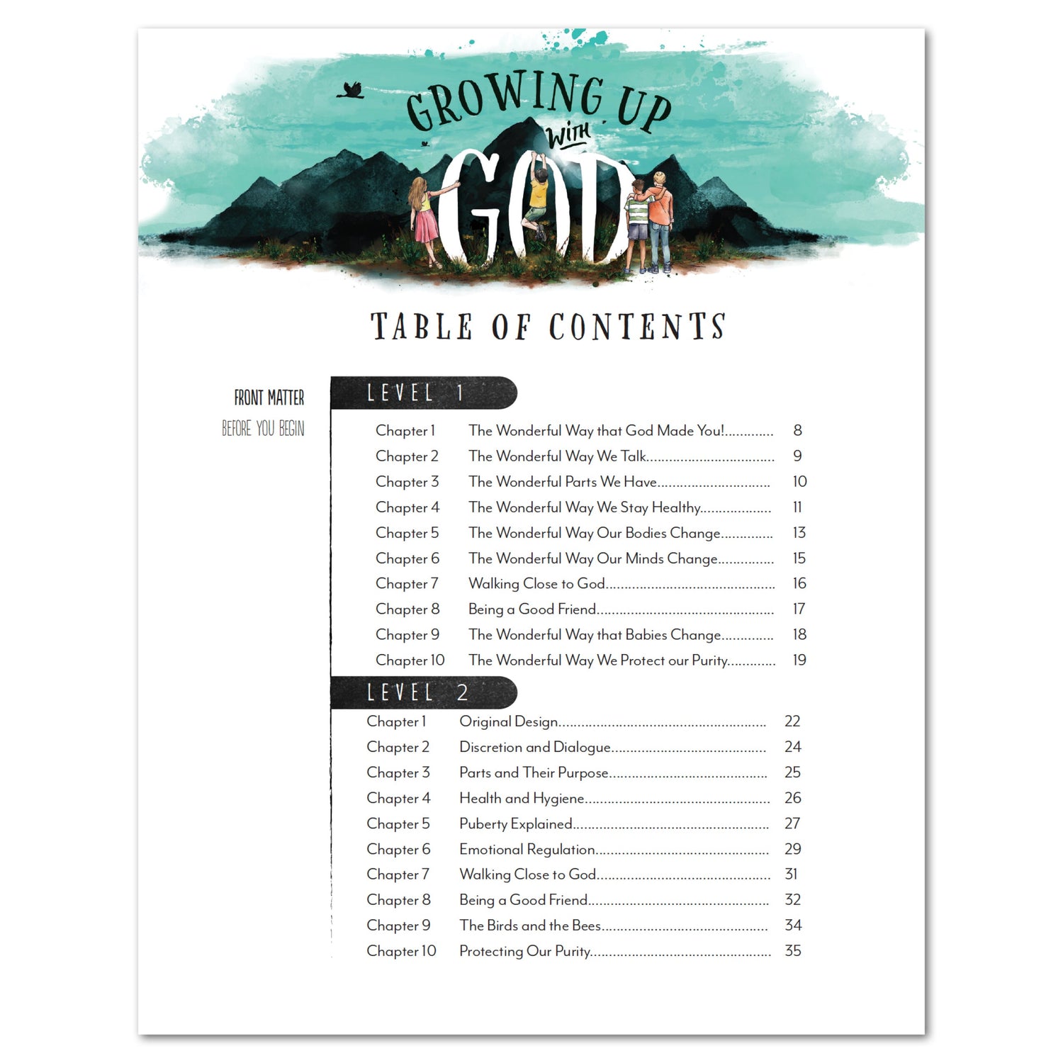 Growing Up with God Homeschool Unit Study Digital Teacher's Companion Levels 1-2 Table of Contents
