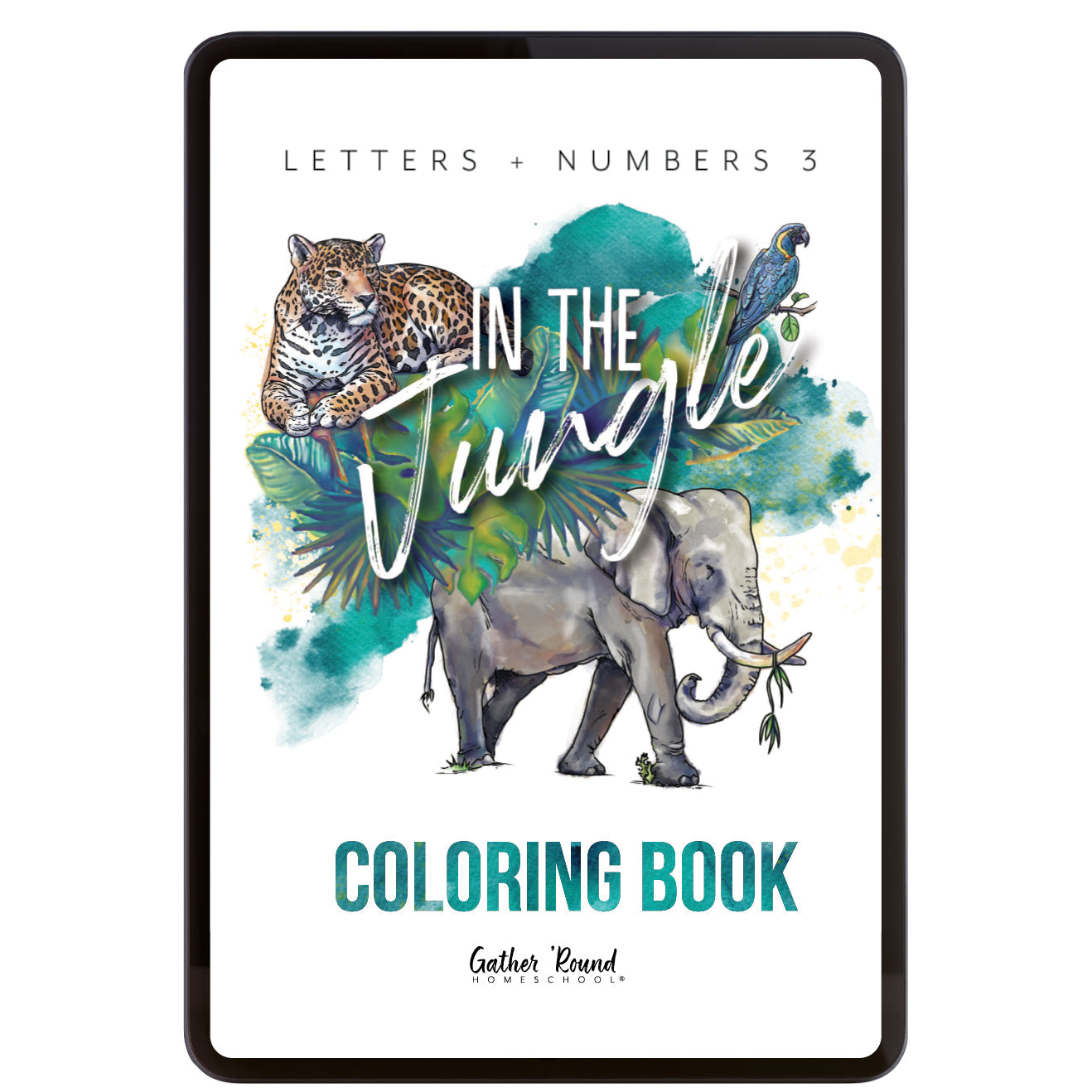Letters + Numbers 3 In The Jungle Digital Coloring Book 