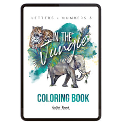 Letters + Numbers 3 In The Jungle Digital Coloring Book 