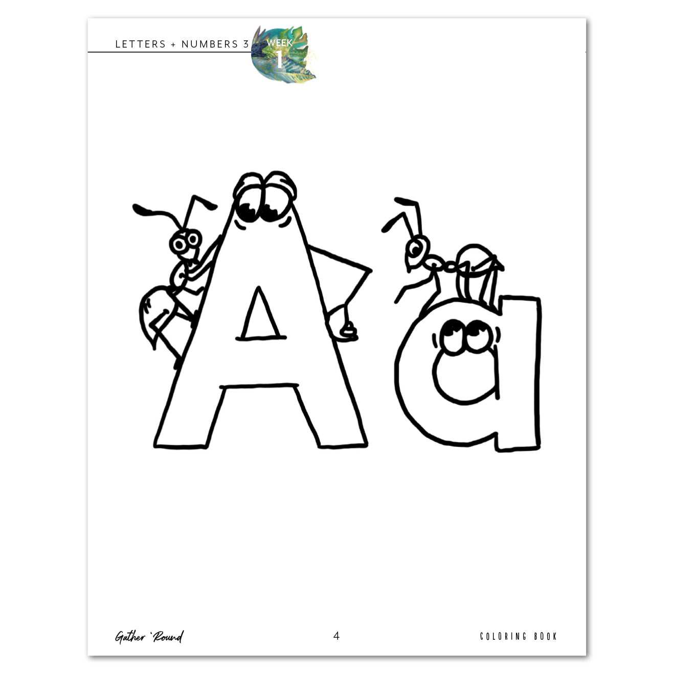 Letters + Numbers 3 In The Jungle Digital Coloring Book Week 1 Letter Aa 