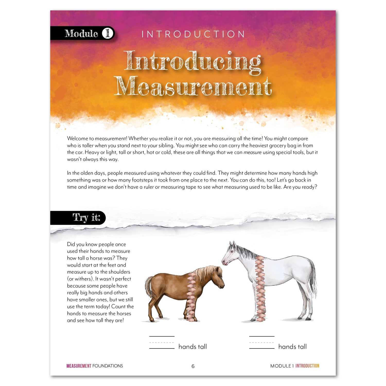 Measurement Foundations modular math homeschool printed book module 1
