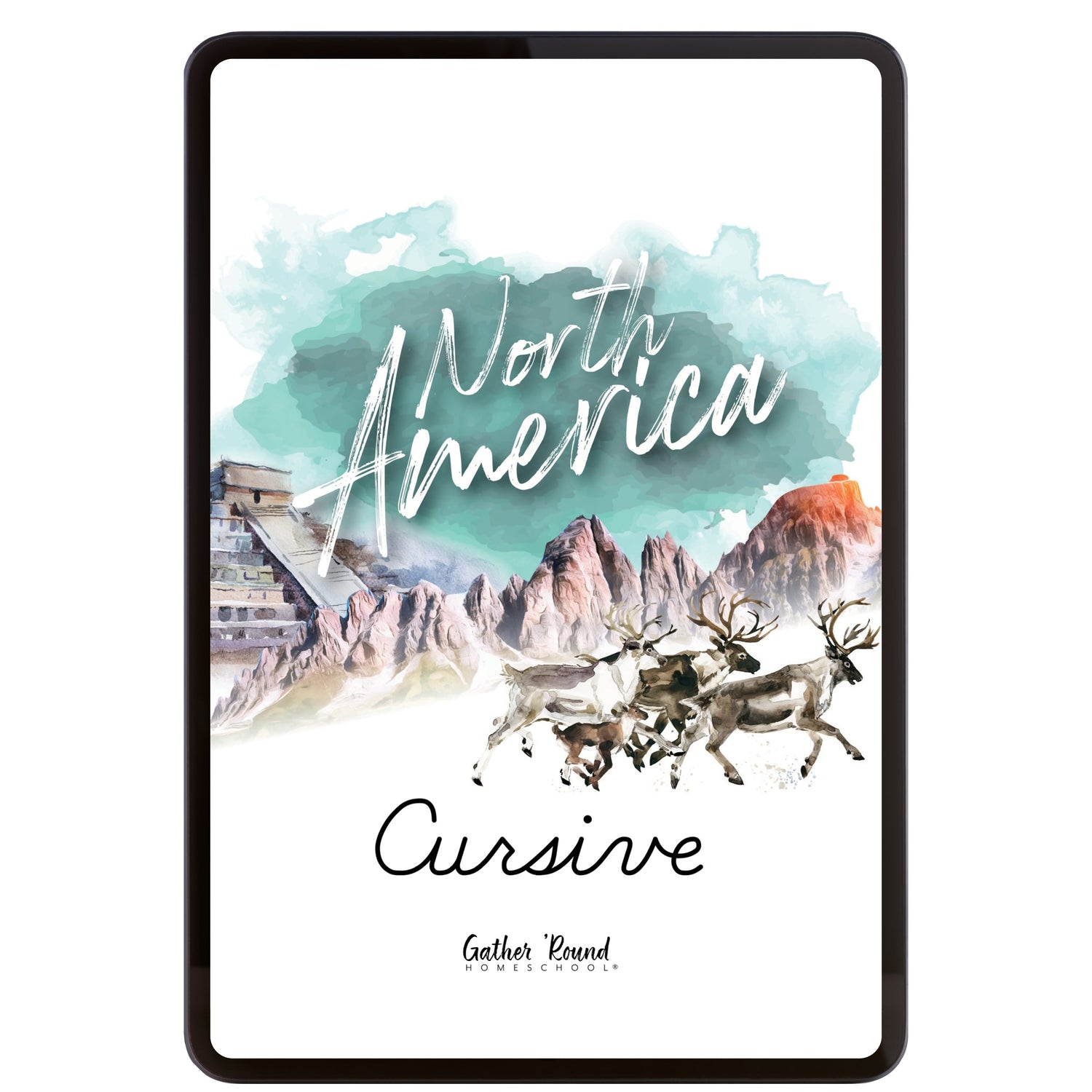 North America homeschool unit study digital student workbook in cursive