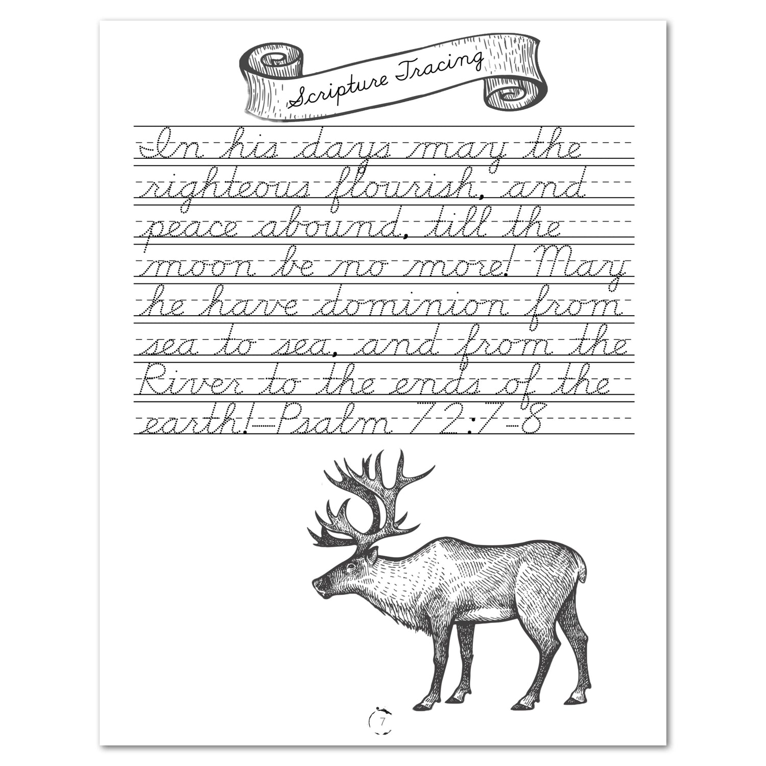 North America homeschool unit study digital student workbook in cursive scripture tracing
