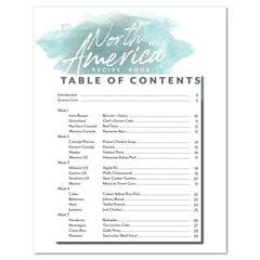 North America homeschool unit study digital student recipe book table of contents