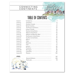 North America homeschool unit study digital Teacher's Guide table of contents 