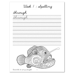 Oceans homeschool unit study digital student workbook cursive week one spelling