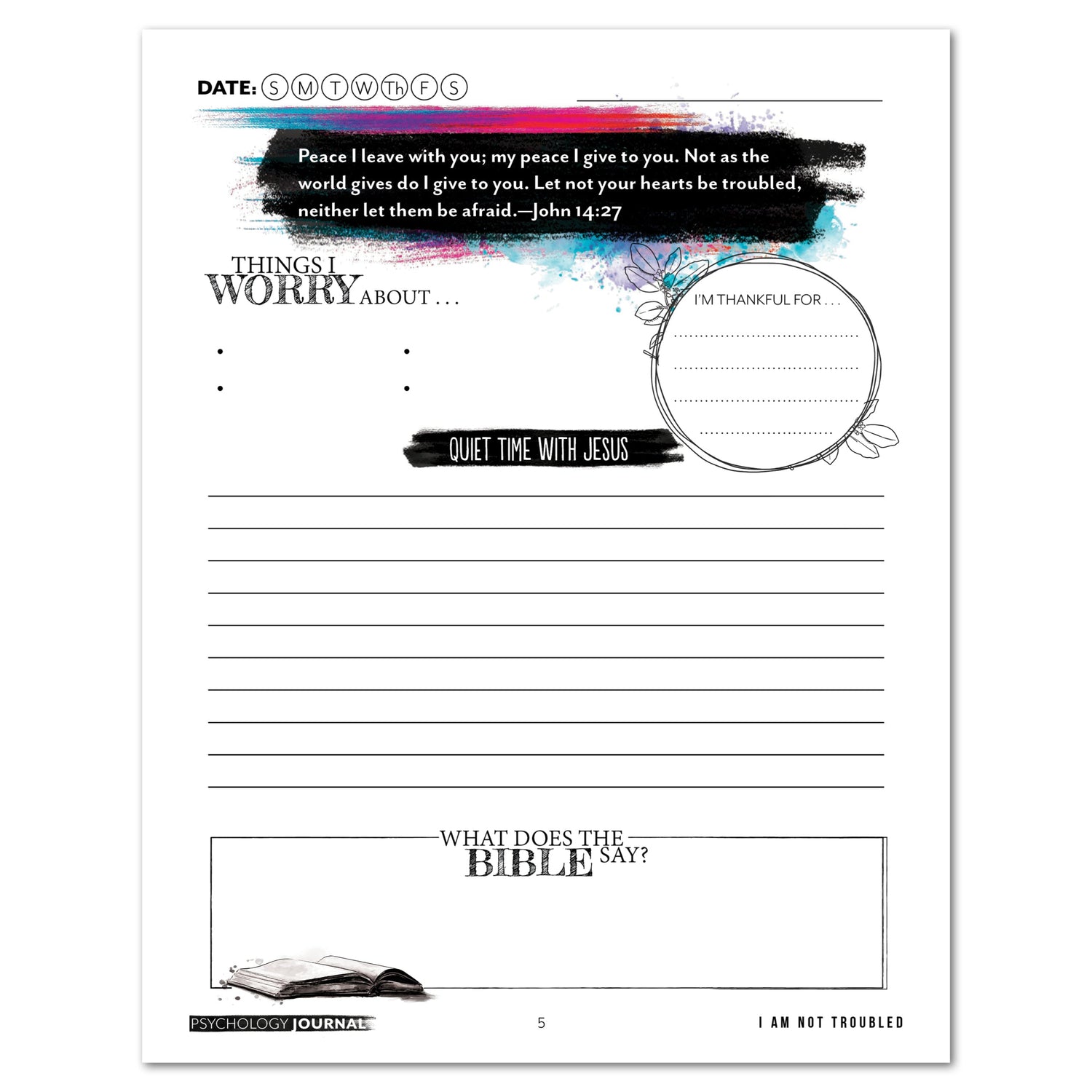 Psychology homeschool unit study digital daily journal i am not troubled worksheet