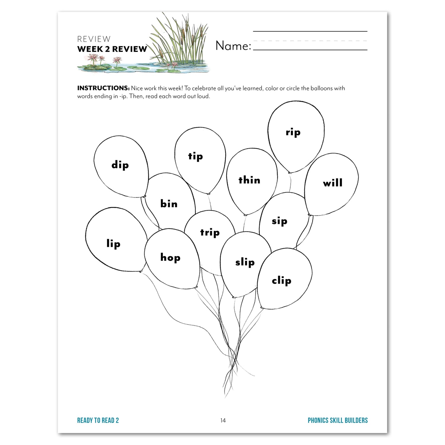Ready to Read 2 At The Pond Homeschool Unit Study Digital Phonics Skill Builders Week 2 Review