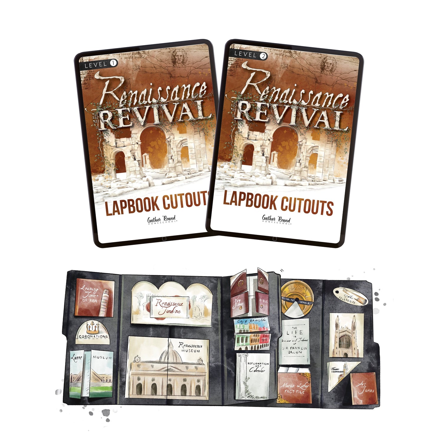 Renaissance and Revival Homeschool Unit Study Digital Bundle Lapbook Instructions Level 1 and Level 2 