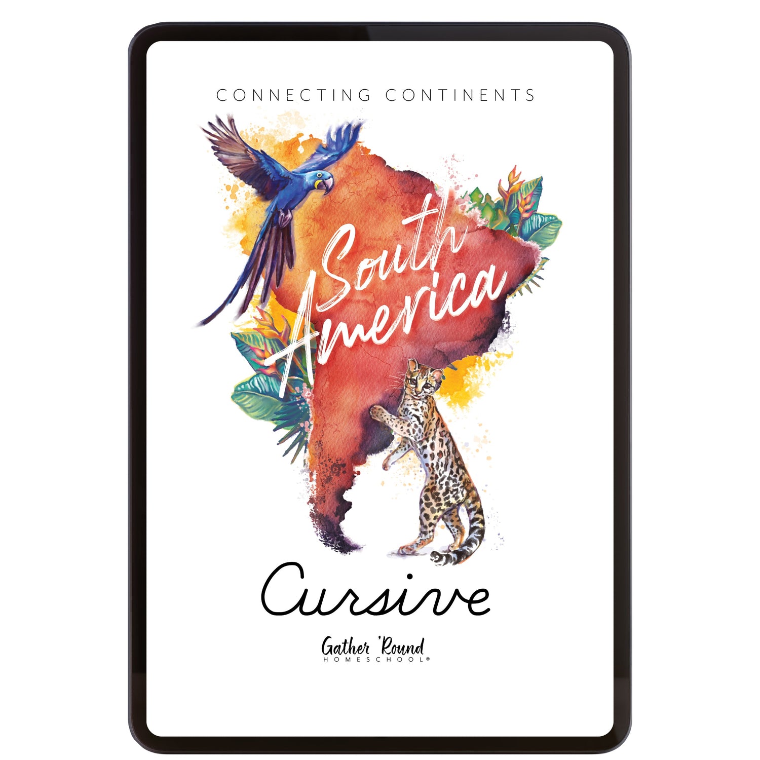 South America homeschool unit study digital student workbook, Cursive workbook