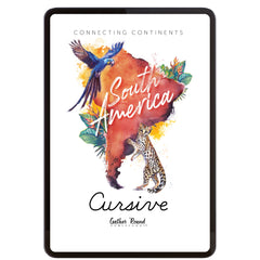 South America homeschool unit study digital student workbook, Cursive workbook