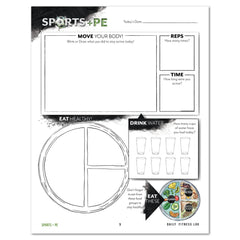 Sports + PE homeschool unit study, digital family fitness log level one log sheet