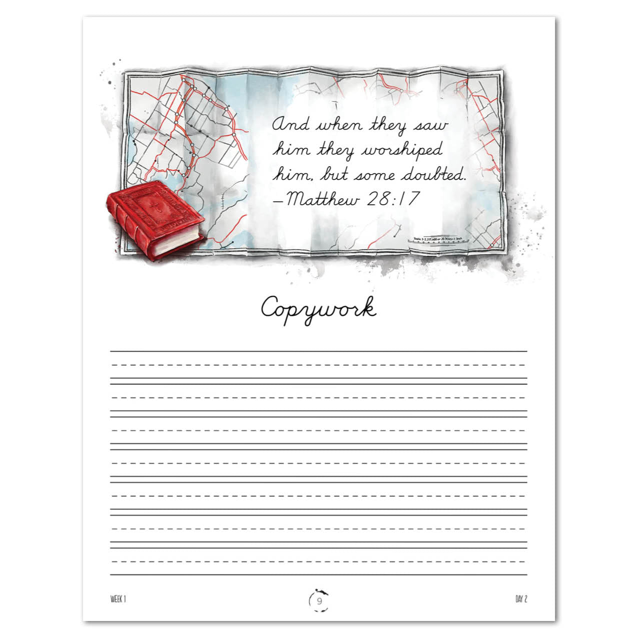 Transportation Homeschool Unit Study Digital Cursive Student Book Week 1 Day 2 Copywork