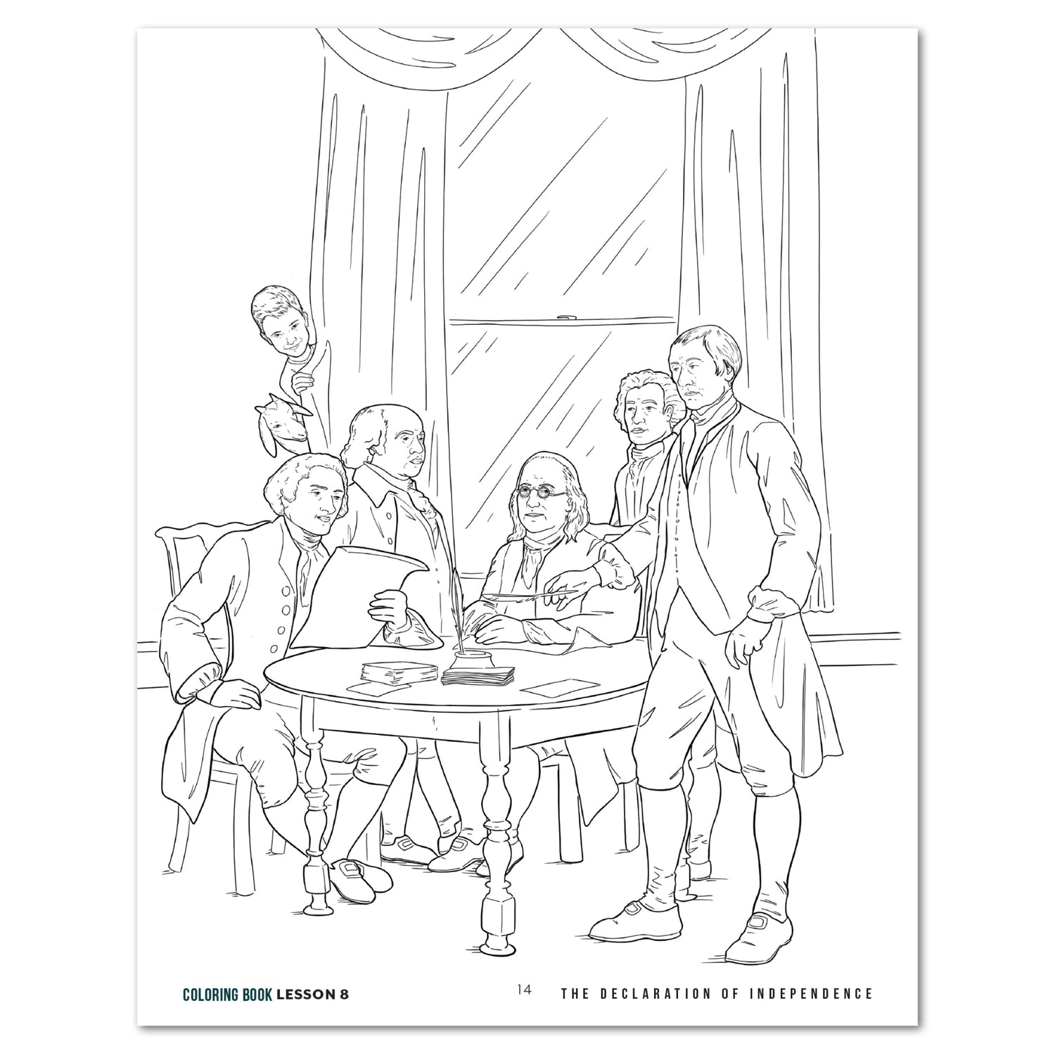 US History 2: Rise to Independence: 1763-1815 Homeschool Study Unit Digital Adventures Through History 2 Coloring Book Lesson 8 The Declaration of Independece