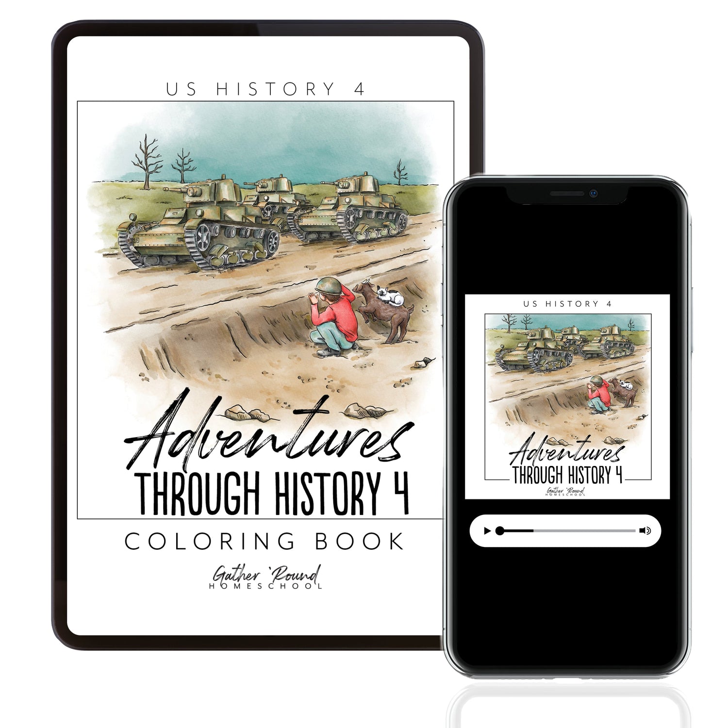 US History 4: War & Reformation: 1900-1945 Adventures Though History Homeschool Unit Study Digital Coloring Book and MP3 Teacher's Guide