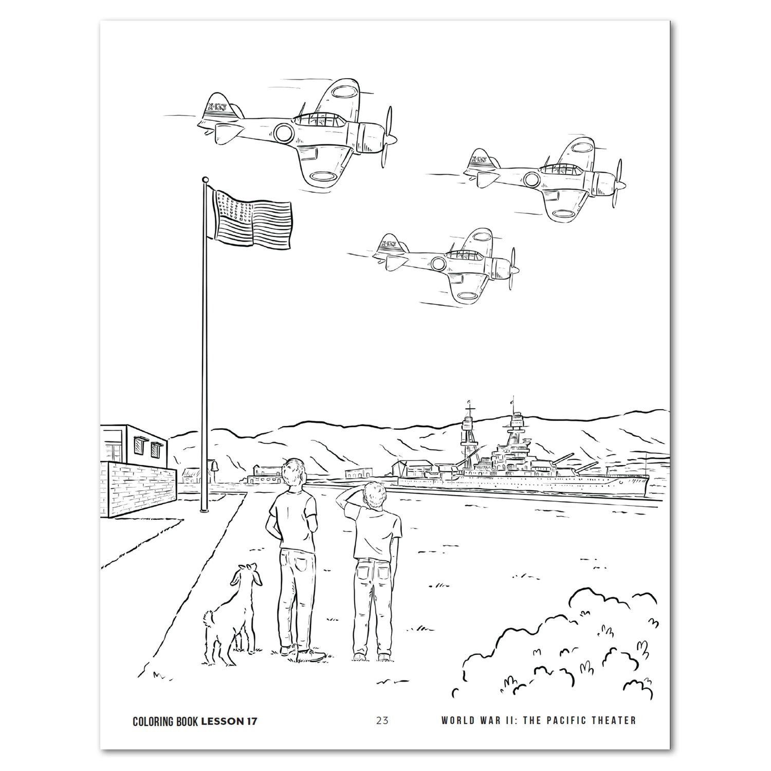 US History 4: War & Reformation: 1900-1945 Adventures Though History Homeschool Unit Study Digital Coloring Book Lesson 17 World War II: The Pacific Theater