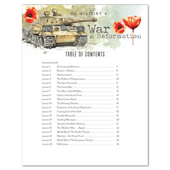US History 4: War & Reformation: 1900-1945 Adventures Though History Homeschool Unit Study Digital Coloring Book Table of Contents Combo Pack