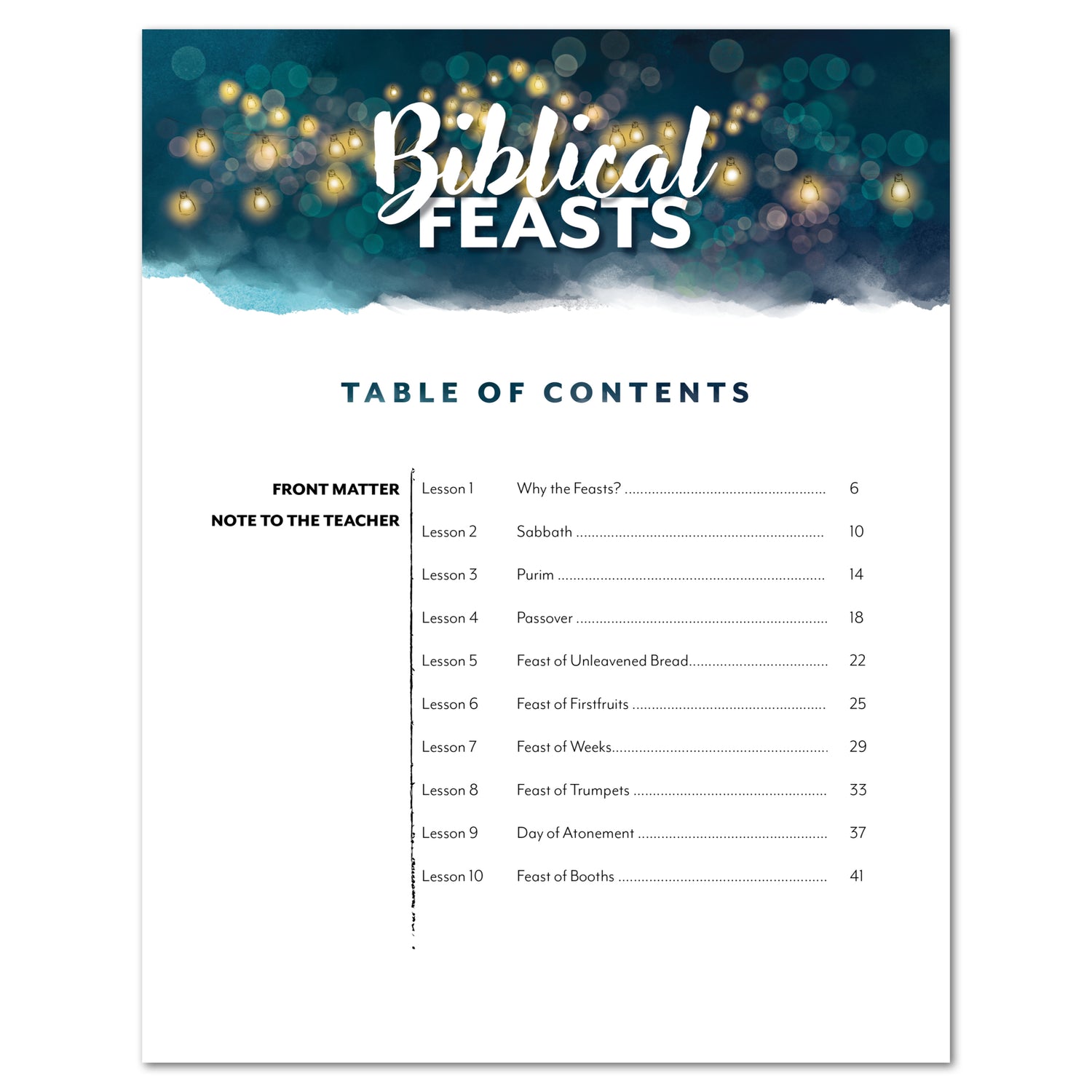 Biblical Feasts Homeschool Study Unit Digital Study Guide Table of Contents