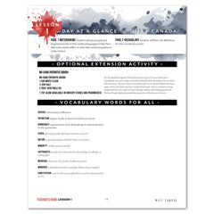 Canadian Government Homeschool Unit Study Digital Teacher's Guide Daily Lesson 1 Day at a Glance