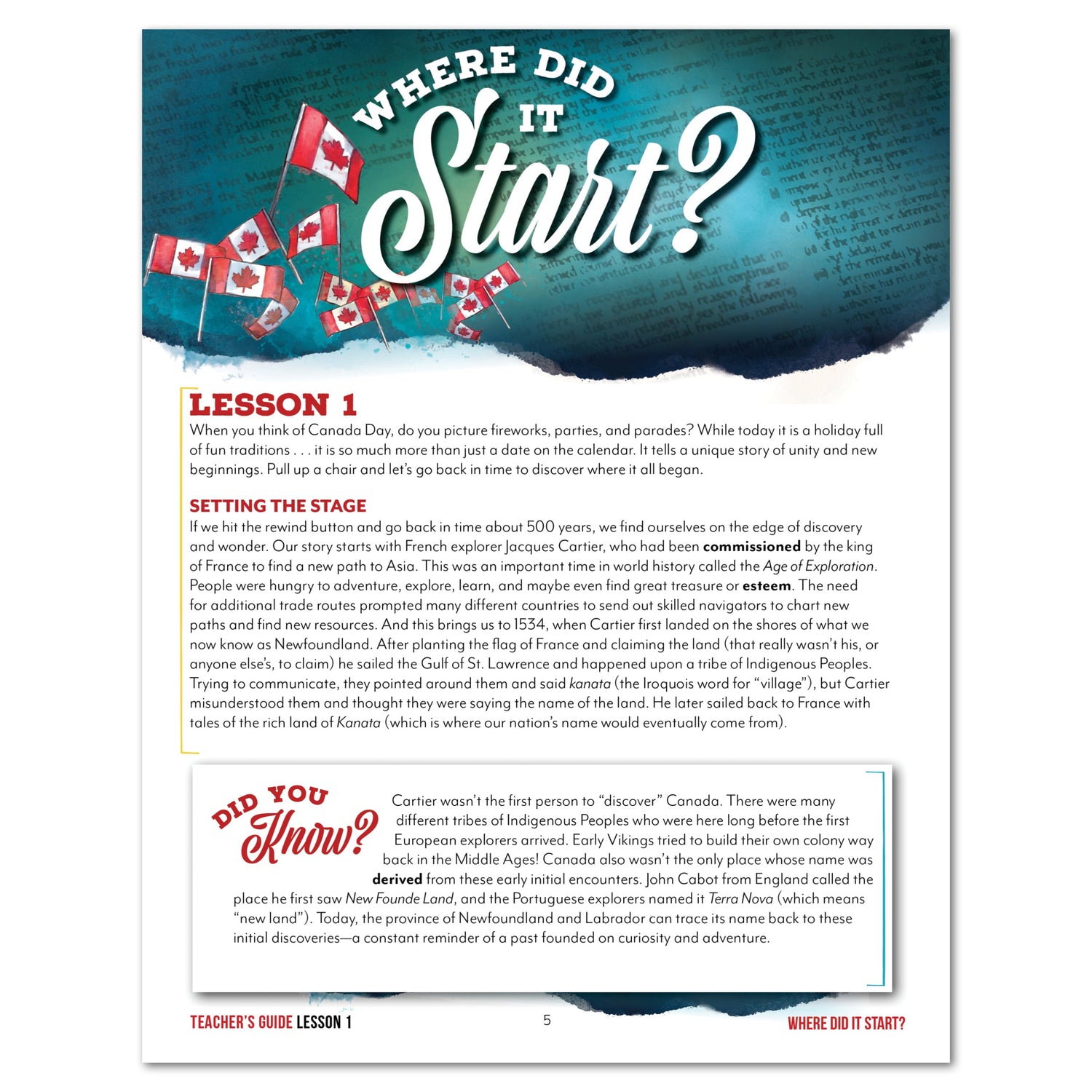 Canada Day Homeschool Unit Study Digital Teacher's Guide Daily Lesson 1 Par t 1