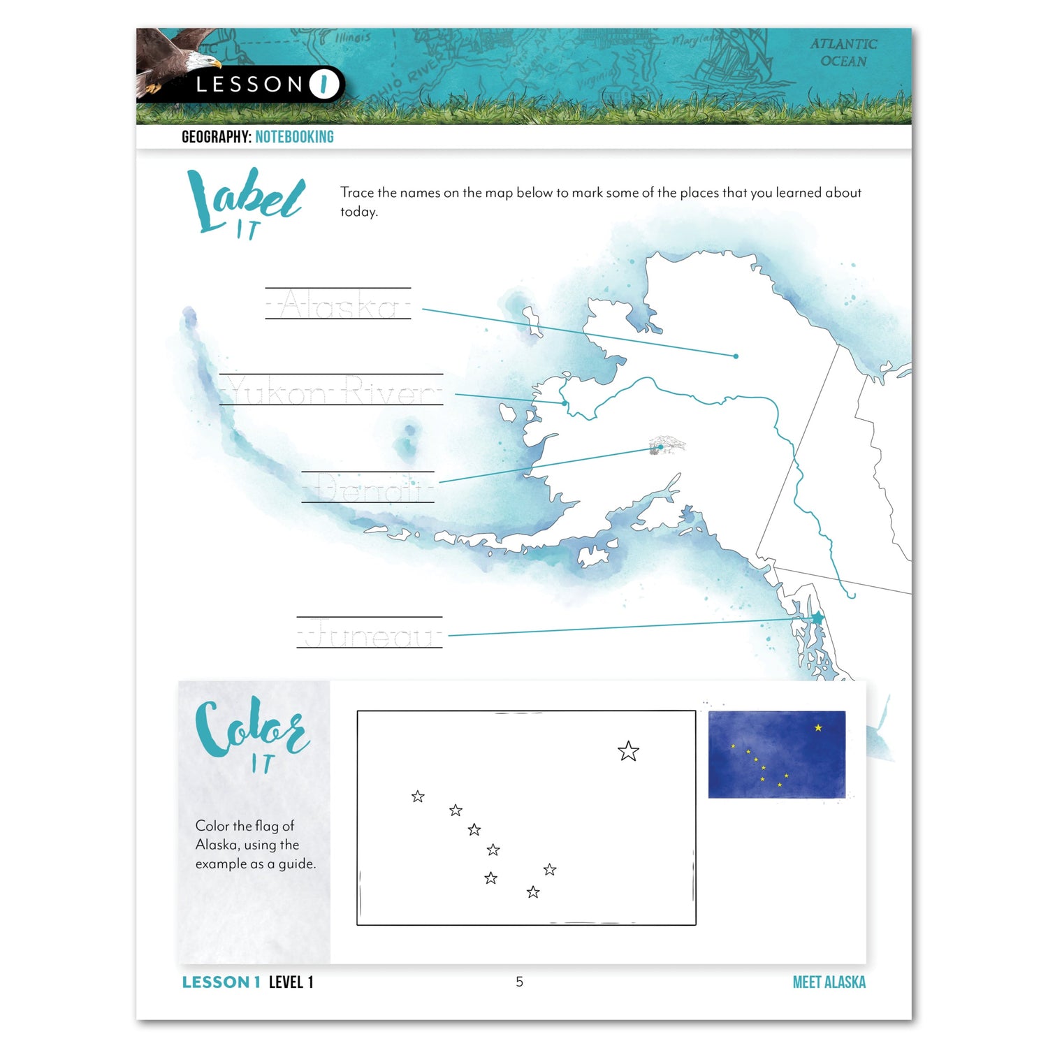 Alaska Fifty States Digital Homeschool Unit Study Level 1 Student Book Page Lesson 1