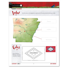 Arkansas Fifty States Homeschool Unit Study Digital Student Book Level 1 Lesson 1