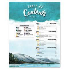 California Fifty States Homeschool Unit Study Digital Student Book Level 1 Table of Contents