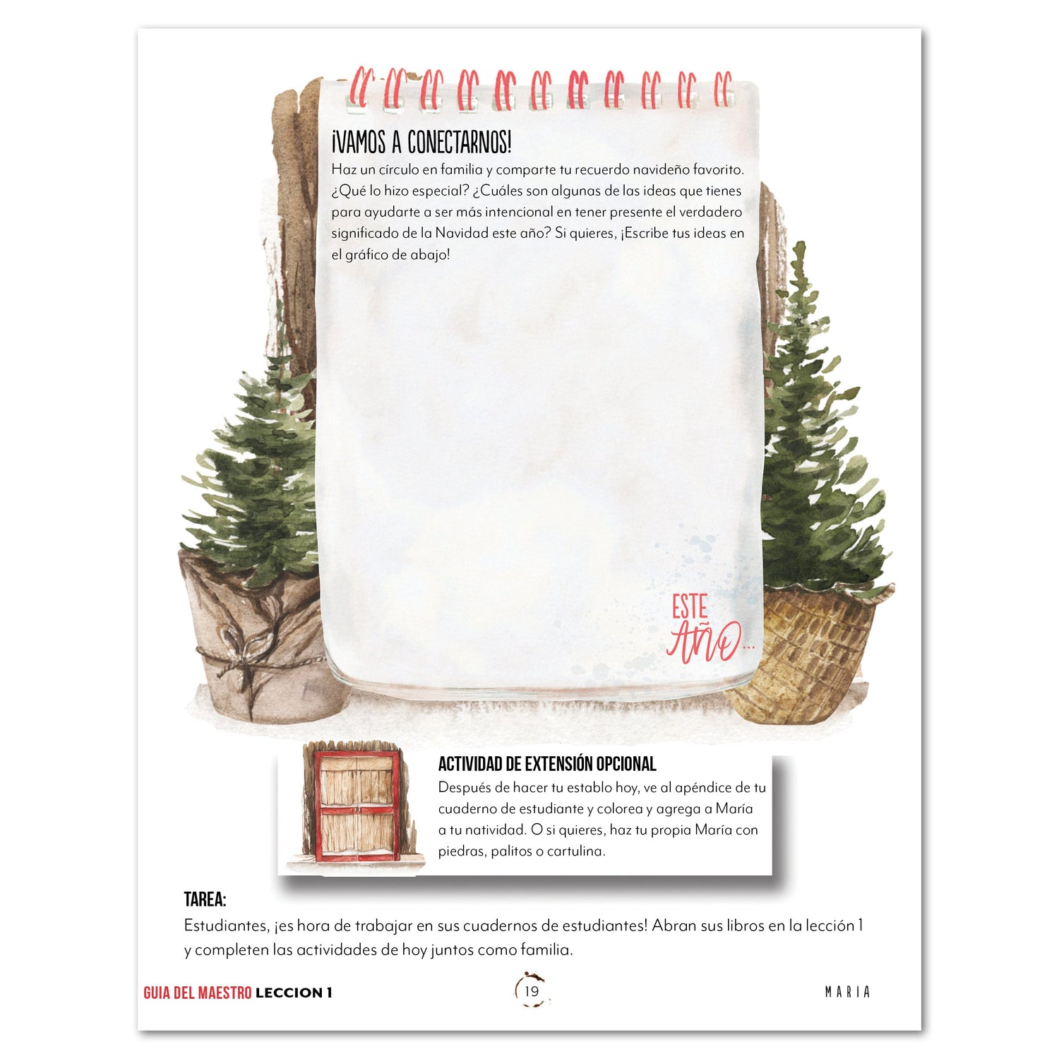 First Christmas homeschool unit study digital Teacher's Guide in Spanish lesson one part two 